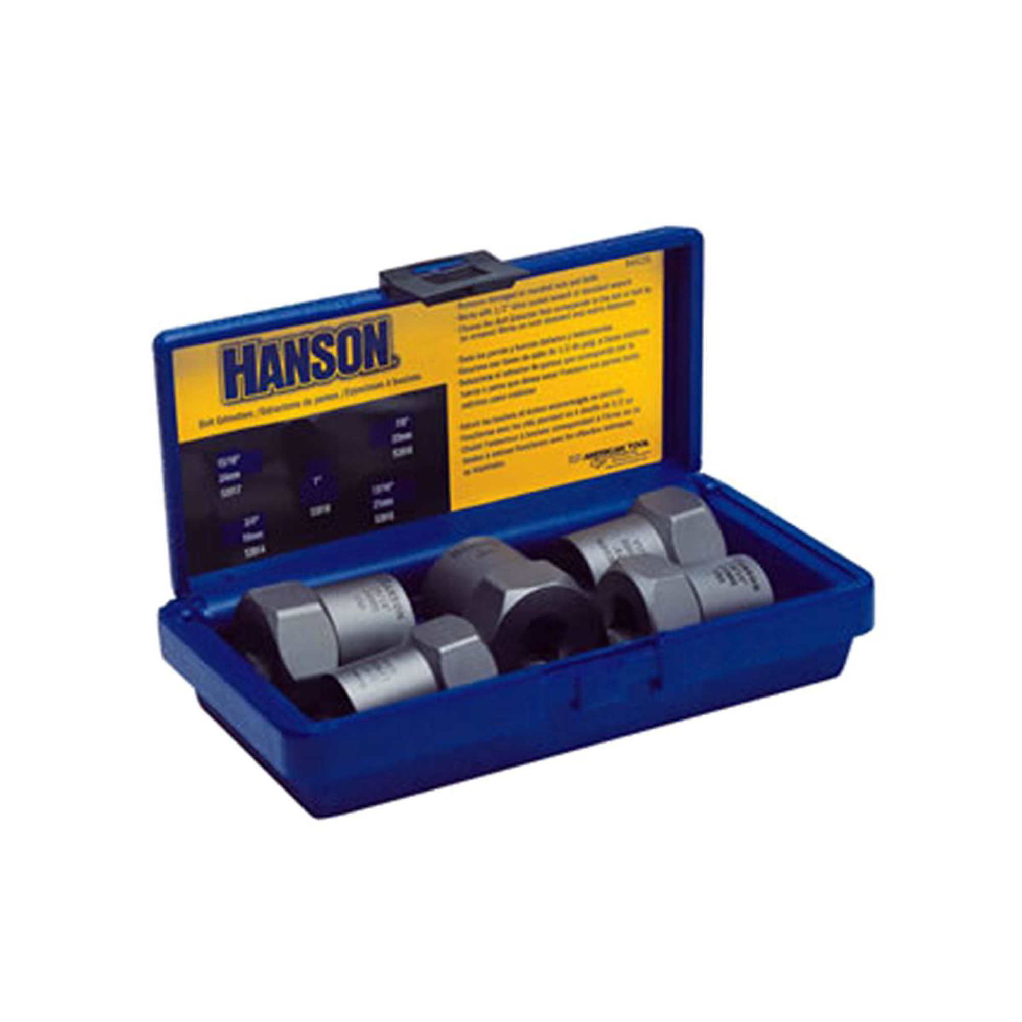 Hanson Bolt Extractor Set — 5-Piece, 3/4in.-1in., 1/2in. Drive, High Carbon Steel, Model# HAN54125